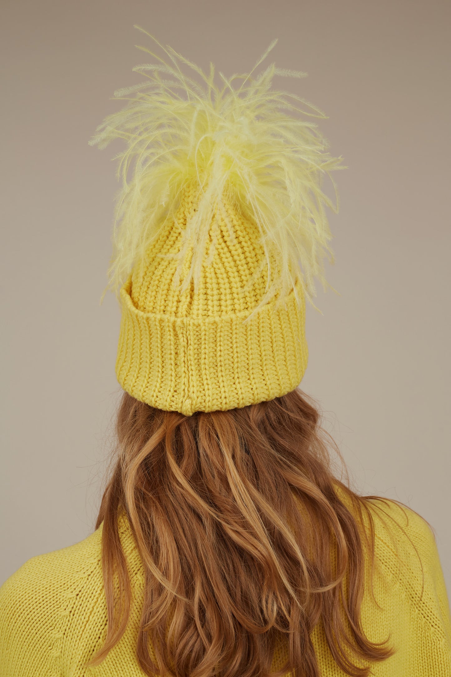 CLOVER FEATHER DECO CASHMERE BEANIE