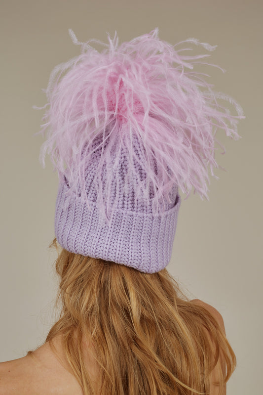 CLOVER FEATHER DECO CASHMERE BEANIE