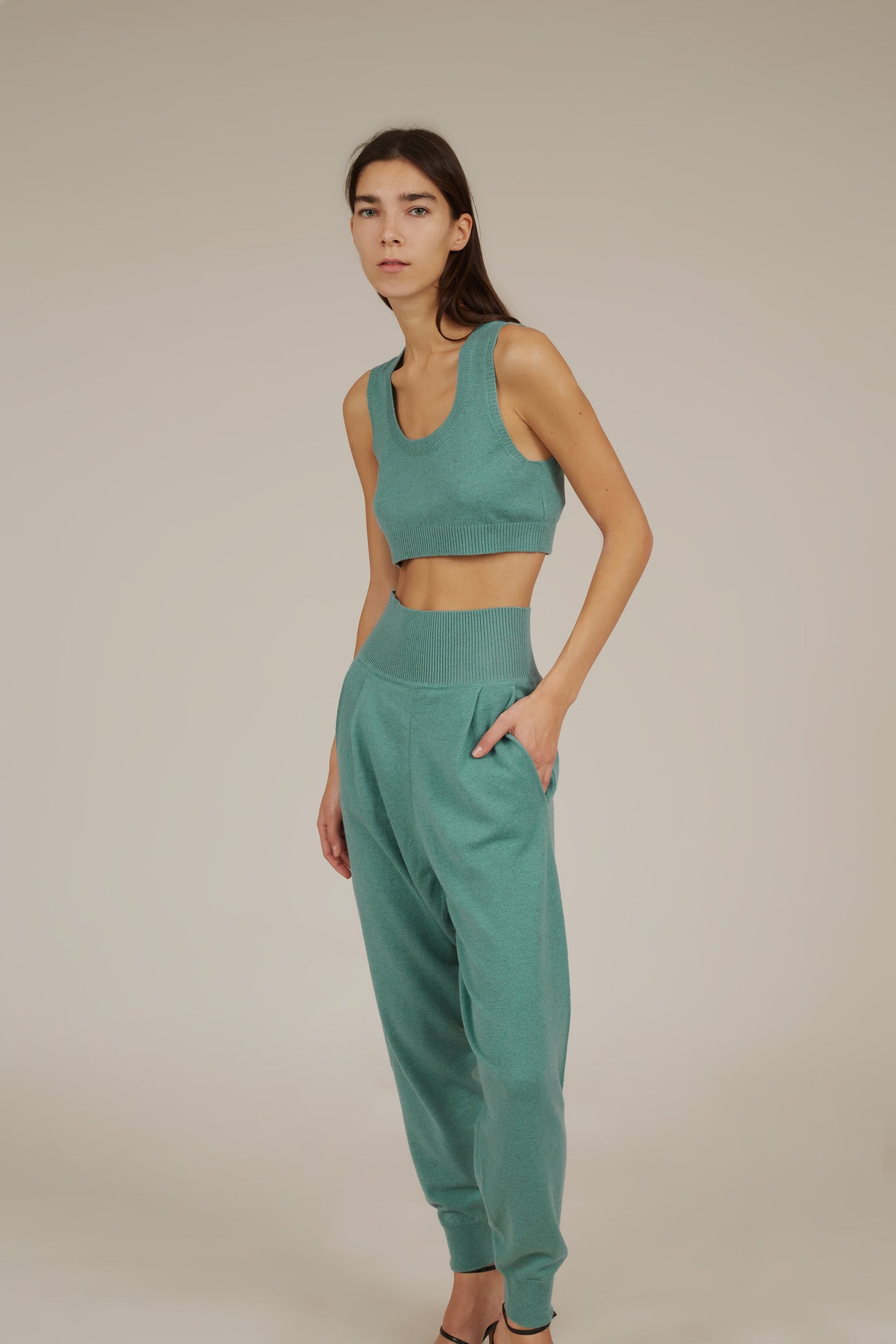 MAYA HIGH RISE CASHMERE TRACK PANTS